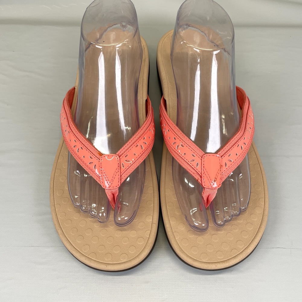 Vionic Casandra Thong Sandals Womens Size 11 Pink Leather Orthotic Comfort Shoes - Picture 4 of 10